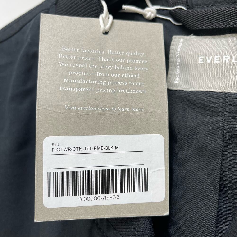 Everlane Womens Cotton Bomber Jacket Medium Black - Picture 8 of 9